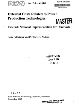 External Costs Related to Power Production Technologies AAACTED