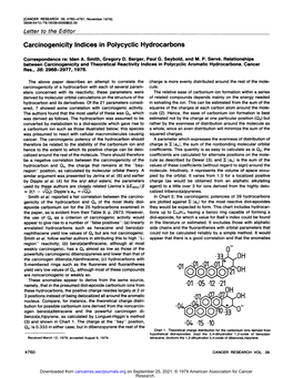 Carcinogenicity Indices in Polycyclic Hydrocarbons