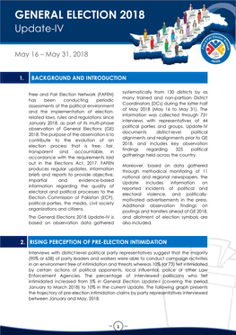 GENERAL ELECTION 2018 UPDATE-IV - FAFEN GENERAL ELECTION 2018 Update-IV