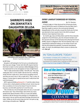 Shirreffs High on Zenyatta's Daughter Zellda