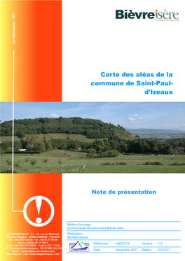 Carte Des Aléas De La Commune De Saint-Paul-D'izeaux Fichier SPI V1.0.Odt Référence 18021312 Proposition N° D1704036 Lucas Lheureux Chargé D’Études Tél