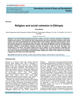 Religion and Social Cohesion in Ethiopia