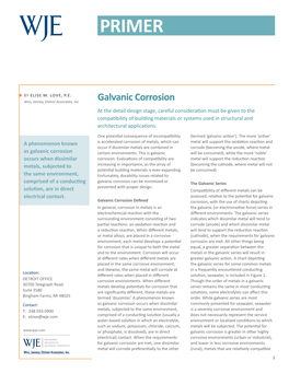 WJE Primer: Galvanic Corrosion