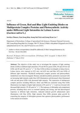 Influence of Green, Red and Blue Light Emitting Diodes On