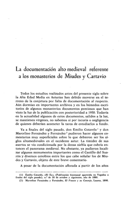 La Documentación Alto Medieval Referente a Los Monasterios De Miudes Y Cartavio