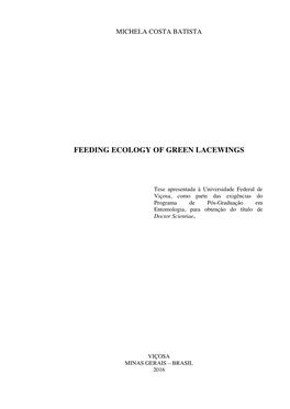 Feeding Ecology of Green Lacewings