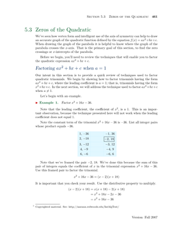 5.3 Zeros of the Quadratic 461