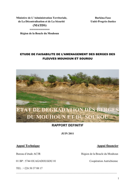 Etat De Degradation Des Berges Du Mouhoun Et Du Sourou