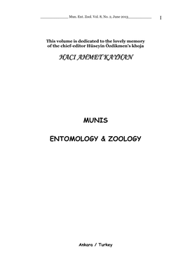 Scope: Munis Entomology & Zoology Publishes a Wide Variety of Papers