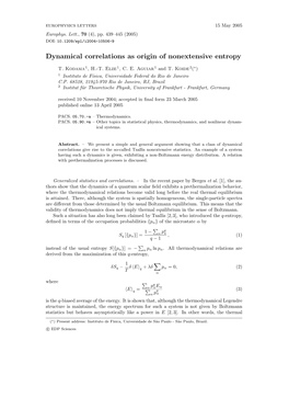 Dynamical Correlations As Origin of Nonextensive Entropy