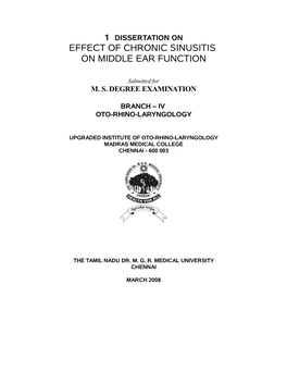 Effect of Chronic Sinusitis on Middle Ear Function