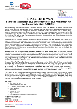 THE POGUES: 30 Years Sämtliche Studioalben Plus Unveröffentlichte Live-Aufnahmen Mit Joe Strummer in Einer 8-CD-Box!