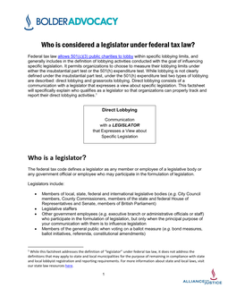 Who Is a Legislator?