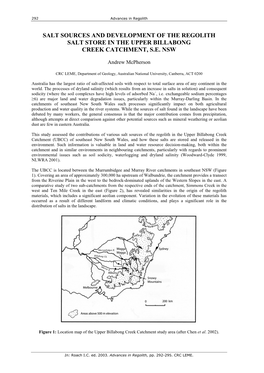 Regolith Characteristics of the Billabong Creek