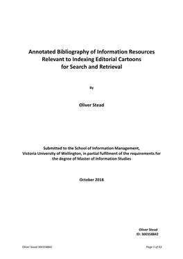 Annotated Bibliography of Information Resources Relevant to Indexing Editorial Cartoons for Search and Retrieval