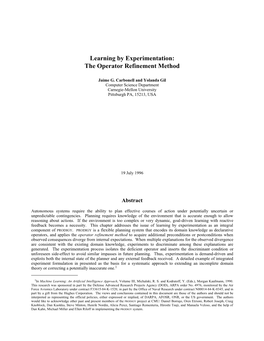 Learning by Experimentation: the Operator Refinement Method