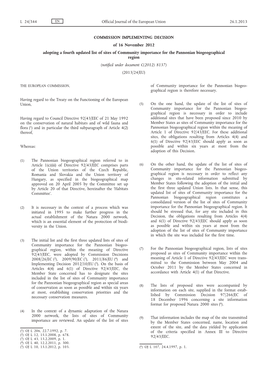 Commission Implementing Decision of 16 November 2012 Adopting A