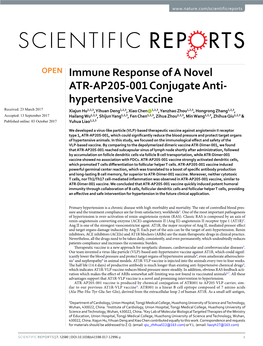 Immune Response of a Novel ATR-AP205-001 Conjugate Anti-Hypertensive Vaccine