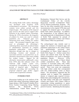 Analysis of the Kettle Falls Culture Chronology Temporal Gaps