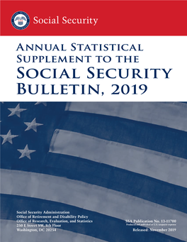 Annual Statistical Supplement to the Social Security Bulletin, 2019