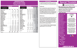 Special Timetable Ronkonkoma Branch