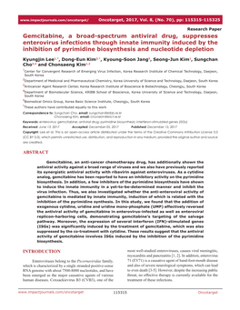 Gemcitabine, a Broad-Spectrum Antiviral Drug, Suppresses