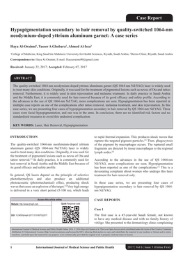 Hypopigmentation Secondary to Hair Removal by Quality-Switched 1064-Nm Neodymium-Doped Yttrium Aluminum Garnet: a Case Series