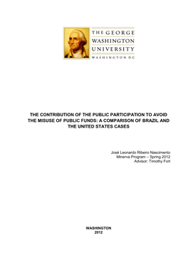 The Contribution of the Public Participation to Avoid the Misuse of Public Funds: a Comparison of Brazil and the United States Cases