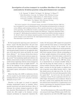 Investigation of Exciton Transport in Crystalline Thin-Films of the Organic