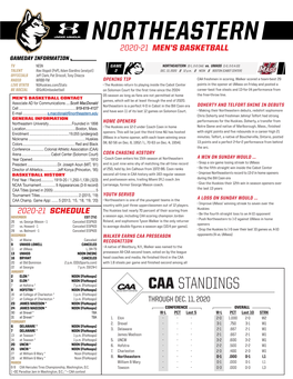 NORTHEASTERN 2020-21 MEN’S BASKETBALL GAMEDAY INFORMATION TV NESN GAME NORTHEASTERN (0-1, 0-0 CAA) Vs