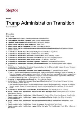 Trump Administration Transition