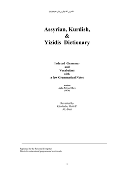 Assyrian, Kurdish, & Yizidis Dictionary