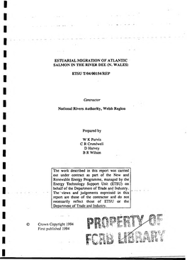 Estuarial Migration of Atlantic Salmon in the River Dee (N
