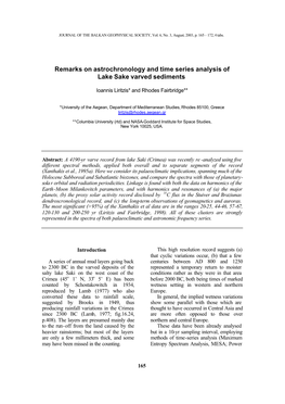 Remarks on Astrochronology and Time Series Analysis of Lake Sake Varved Sediments