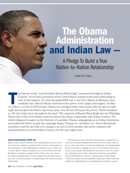 The Obama Administration and Indian Law — a Pledge to Build a True Nation–To–Nation Relationship