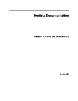 Heritrix Documentation