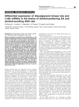 Differential Expression of Diacylglycerol Kinase Iota and L18A