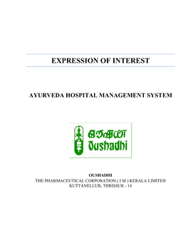 Expression of Interest Ayurveda Hospital Management