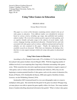 Using Video Games in Education