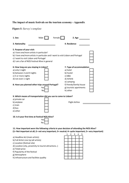 The Impact of Music Festivals on the Tourism Economy - Appendix