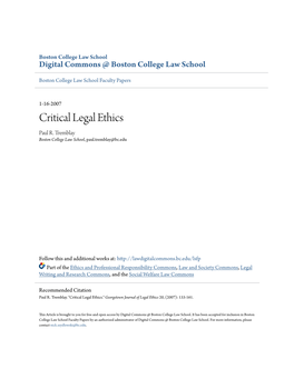 Critical Legal Ethics Paul R