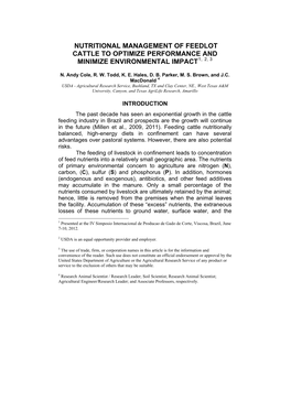 Nutritional Management of Feedlot Cattle to Optimize Performance and Minimize Environmental Impact1, 2, 3