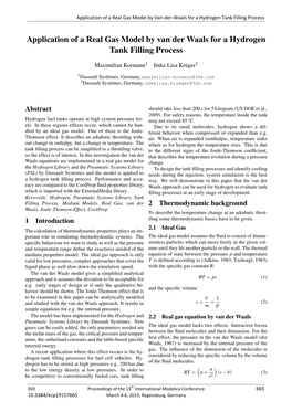 Application of a Real Gas Model by Van Der Waals for a Hydrogen Tank Filling Process