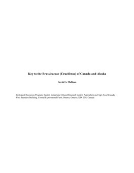 Key to the Brassicaceae (Cruciferae) of Canada and Alaska