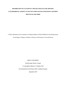 Distribution of Cluster Fly Species (Pollenia Spp, Diptera: Calliphoridae) ………