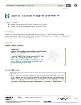 Lesson 15: Rotations, Reflections, and Symmetry