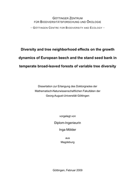 Diversity and Tree Neighborhood Effects on the Growth Dynamics of European Beech and the Stand Seed Bank In