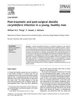 2006 Post-Traumatic and Post-Surgical Absidia Corymbifera Infection in A