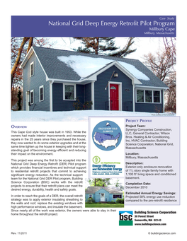 National Grid Deep Energy Retrofit Pilot Program—Millbury Cape Case