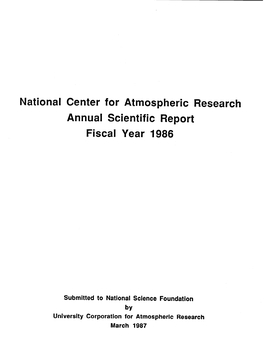 NCAR Annual Scientific Report Fiscal Year 1986 - Link Page Next PART0002
